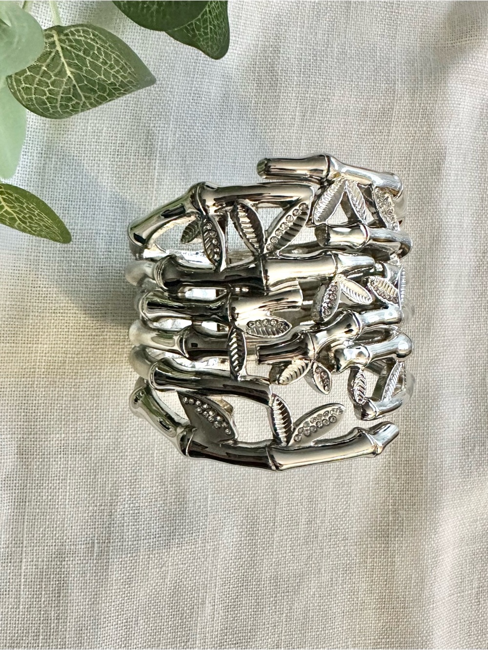 Attitudes by Renee large silver-tone hinged cuff bracelet